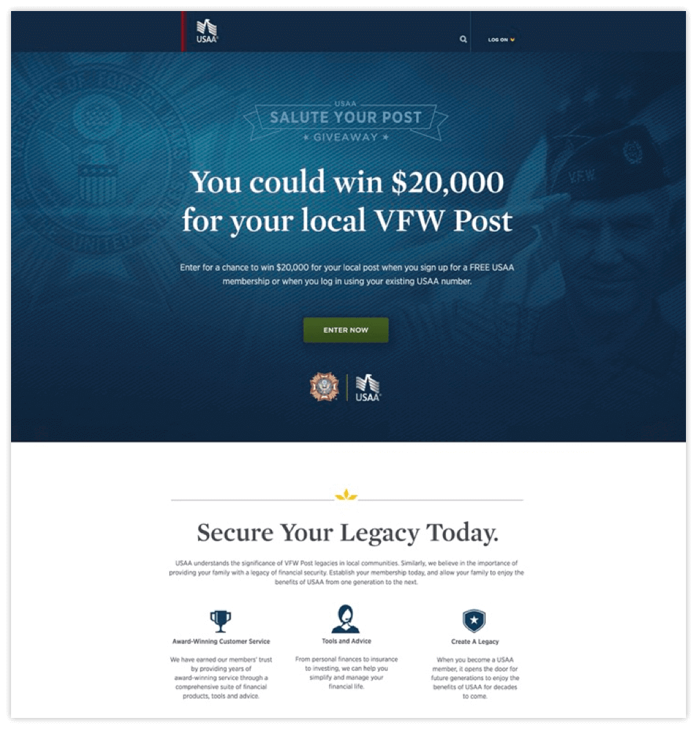 VFW Sweeps landing page