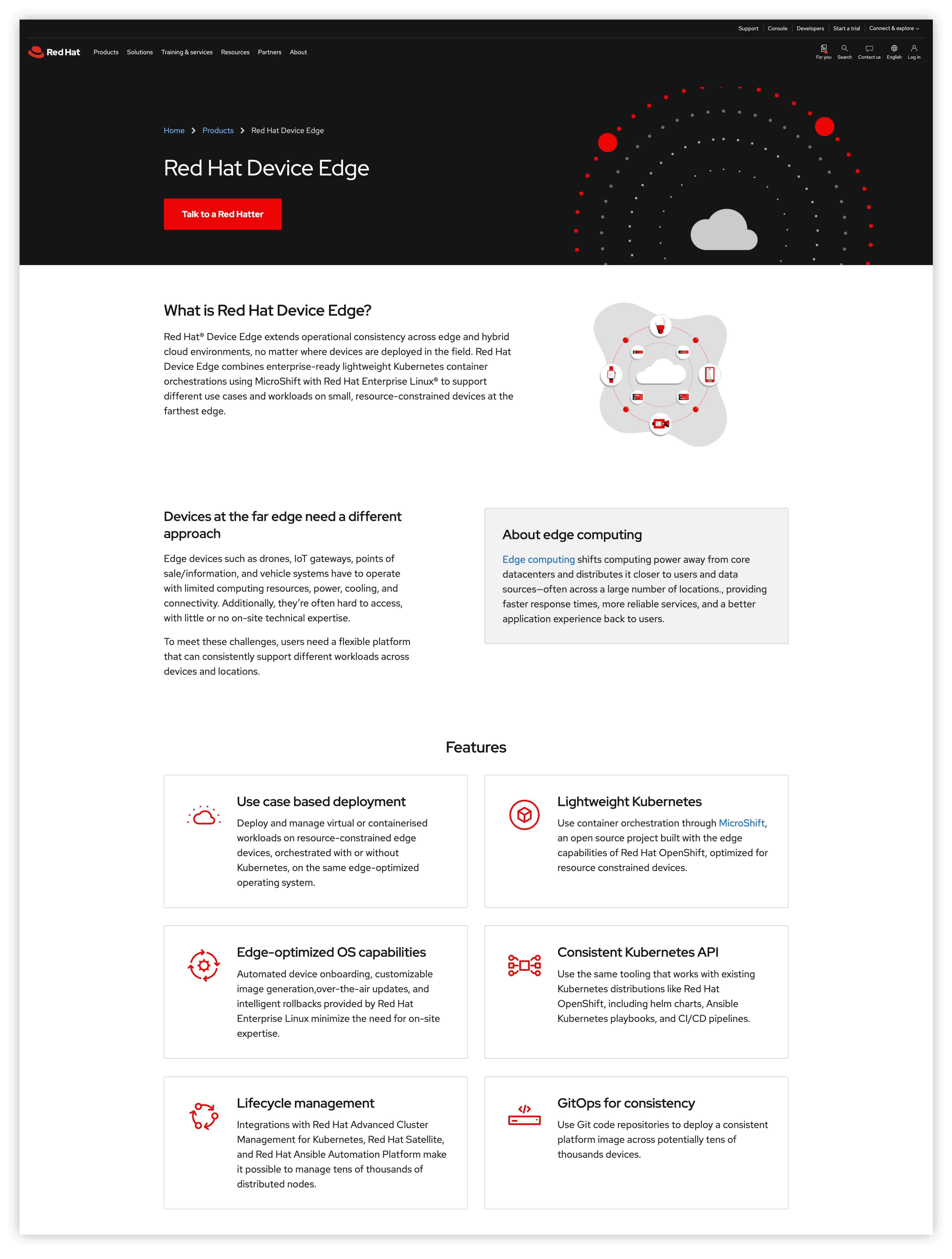 Red Hat Device Edge product page